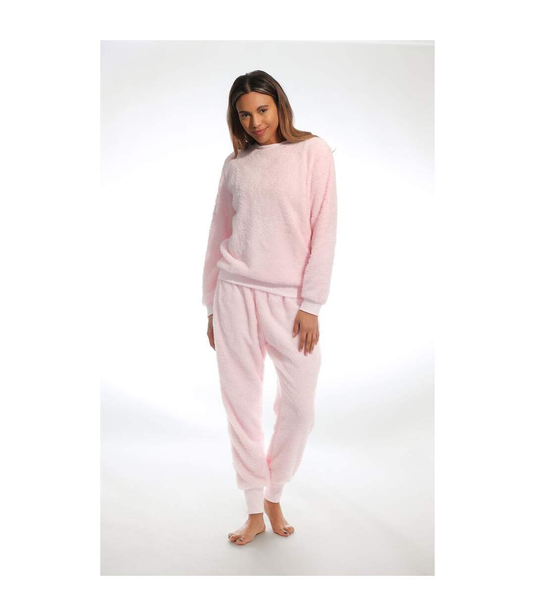 Womens/ladies coral fleece pyjama set peach Pretty Woman