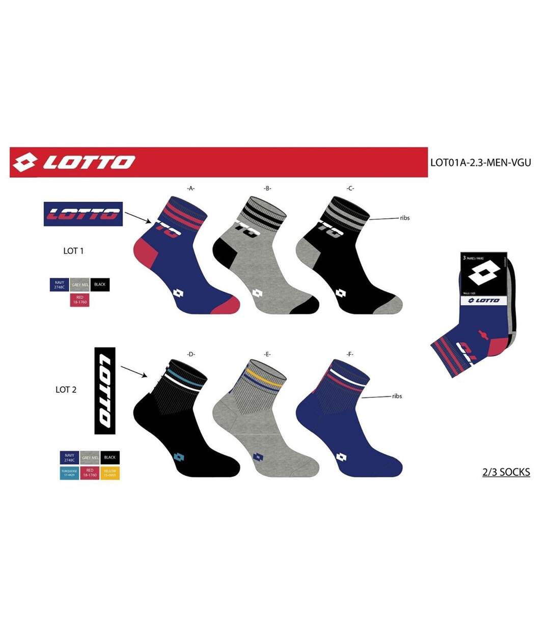 Chaussettes Homme LOTTO Pack de 12 paires QUARTER 4614