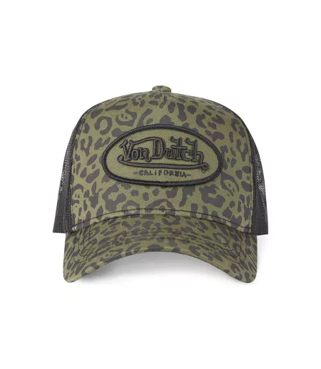 Casquette en coton trucker avec filet Leopard Vondutch