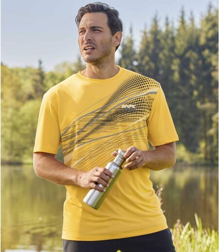 Pack of 3 Men's Sporty T-Shirts - Yellow Grey Black