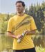 Pack of 3 Men's Sporty T-Shirts - Yellow Gray Black 