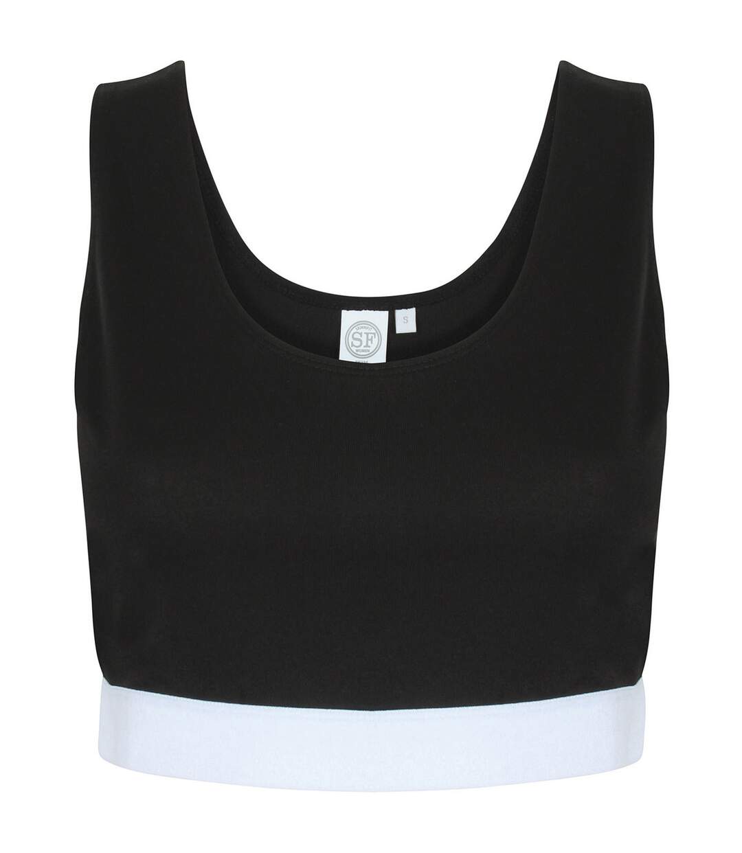 Womens/ladies fashion jacquard crop top black/white Skinni Fit-1