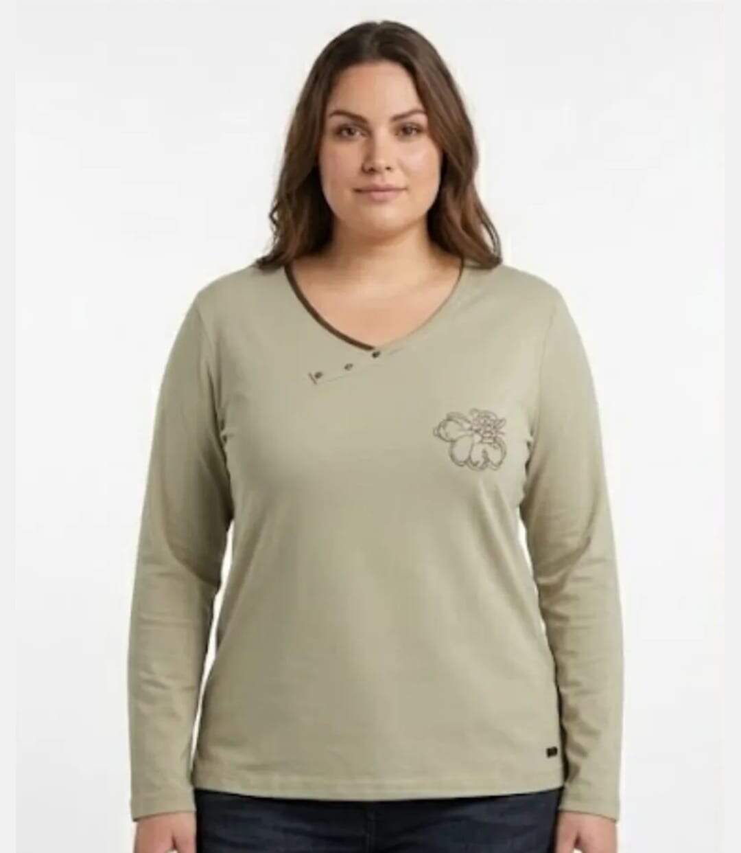 Tee-shirt AXONE DONA1B beige grande taille : le confort de l'imprimé fantaisie-1