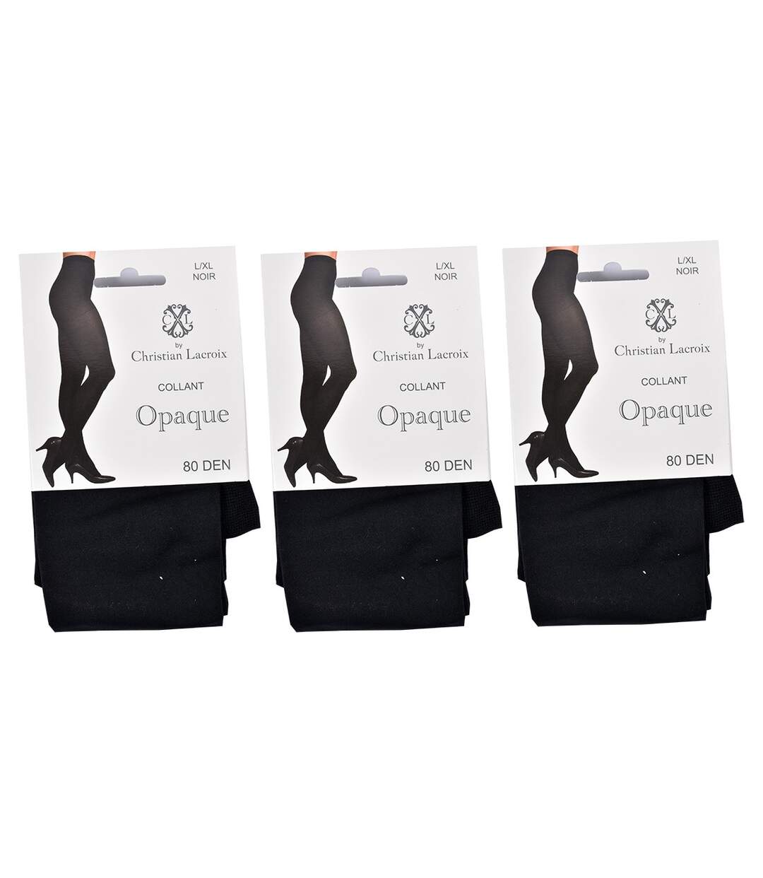Collant Femme Confort et Qualité CHRISTIAN LACROIX Pack de 3 Collants Opaque 80D Noir 0290-2