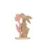 Statuette Déco Lapin Fleur 27cm Rose & Beige-1