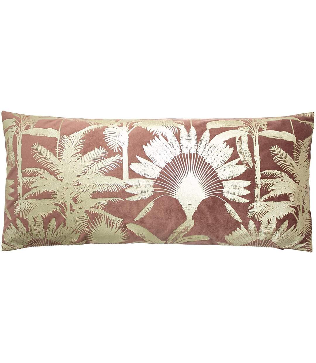 Malaysian palm foil printed cushion cover 70cm x 33cm rose Paoletti-1