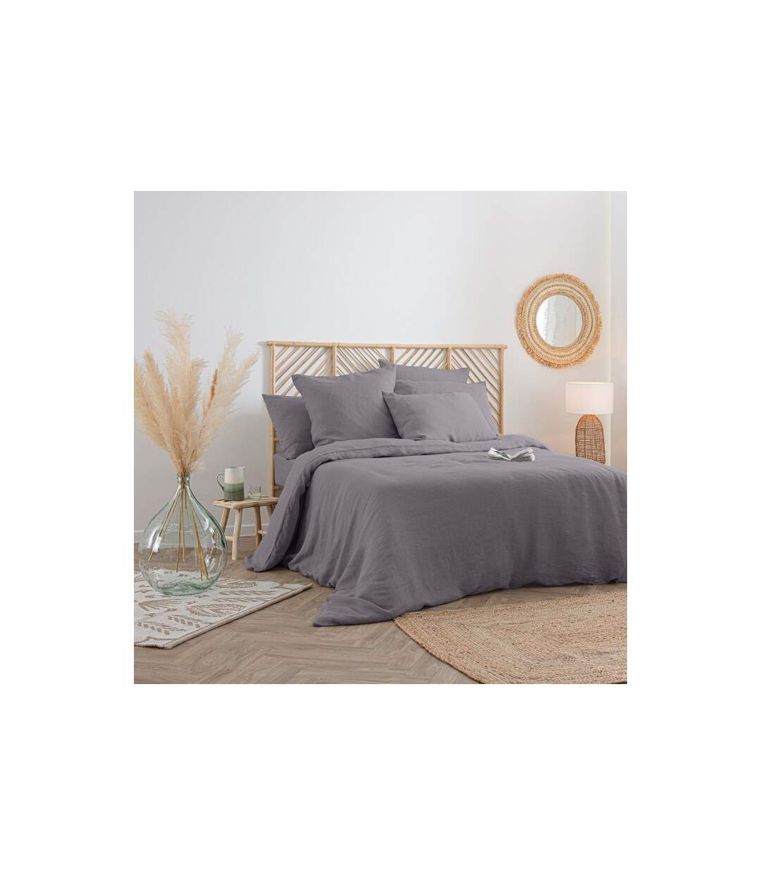 Drap Housse en Lin Adorable 160x200cm Gris Ardoise