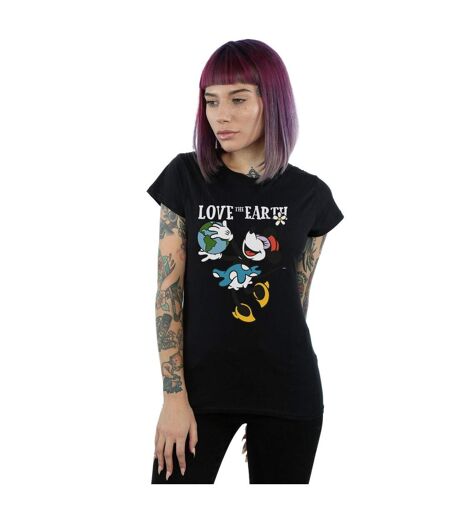 Disney T-shirt en coton Mickey Mouse Love The Earth Femme/Ladies (Noir) - UTBI48707