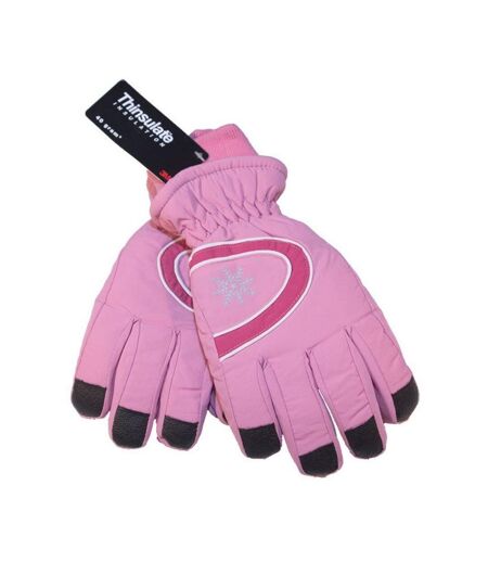 Ladies/Womens Extra Warm Thermal Padded Winter/Ski Gloves With Grip (Baby Pink)