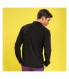 B&C Mens Heavymill Cotton Long Sleeve Polo Shirt (Black)