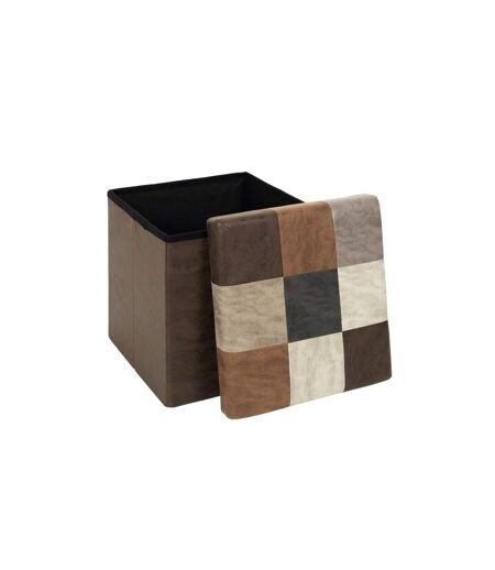 Pouf Coffre Pliable Patchwork Loic 38cm Marron