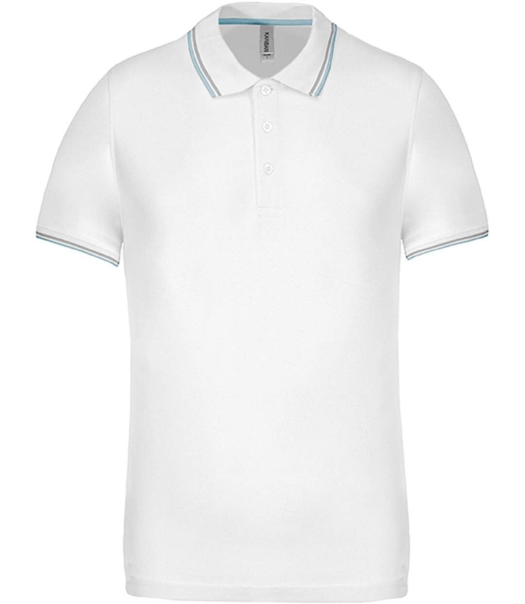 Polo bandes contrastées homme - K250 - blanc sky-grey manches courtes