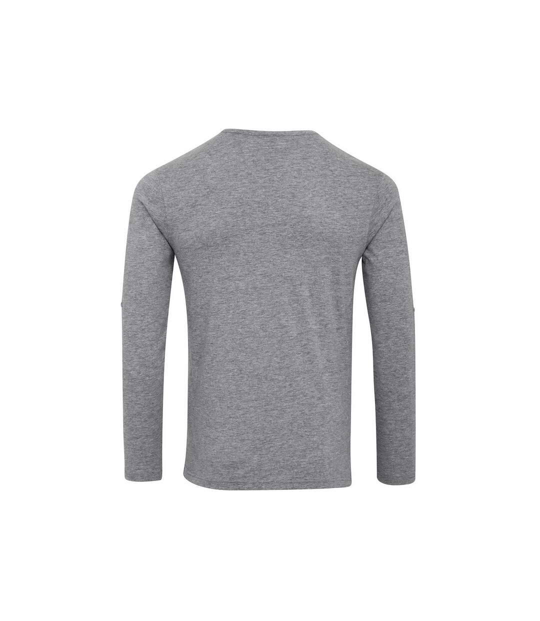 Mens long john roll sleeve t-shirt grey marl Premier-2