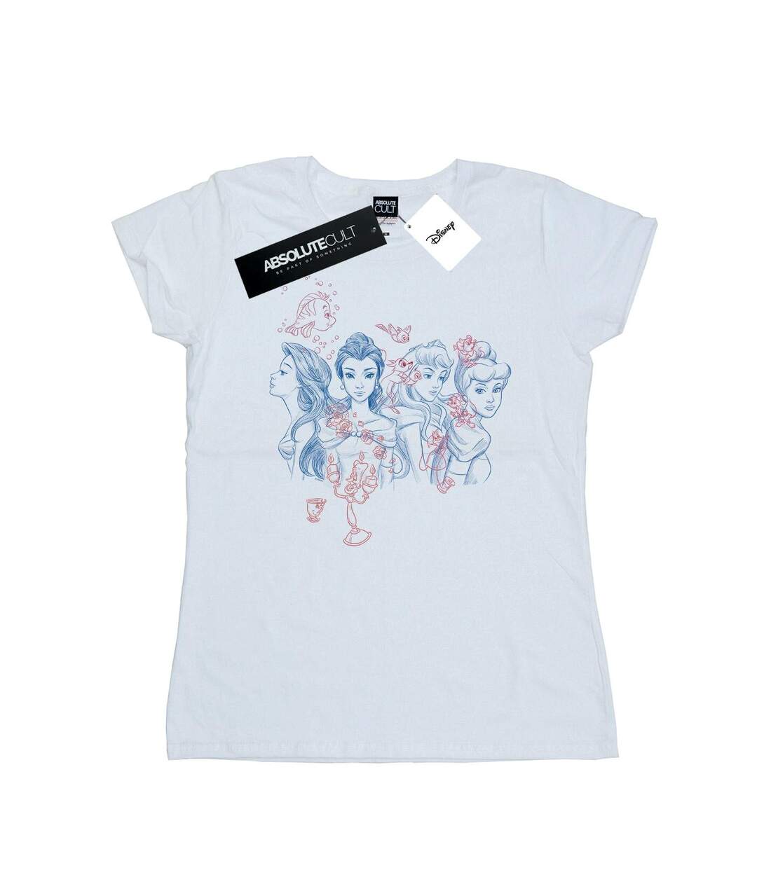 Disney T-shirt en coton Princess Sketch pour femmes/femmes (Blanc) - UTBI37288-1