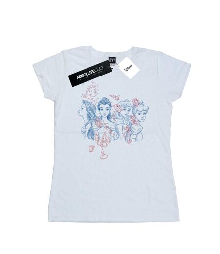 Disney T-shirt en coton Princess Sketch pour femmes/femmes (Blanc) - UTBI37288
