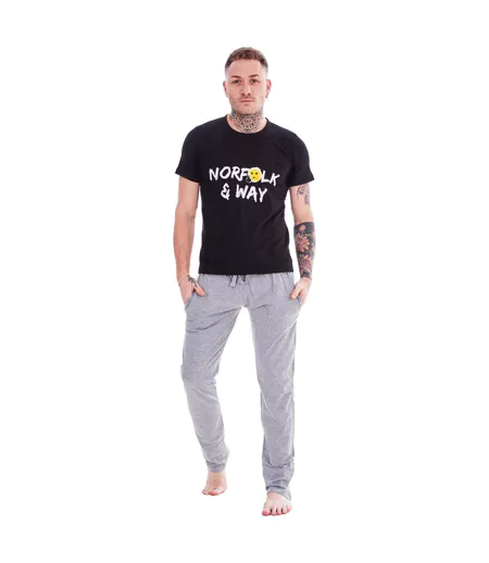 Ensemble De Pyjama Motif/style Fantaisie Homme Noir Gris Norfolk & Way