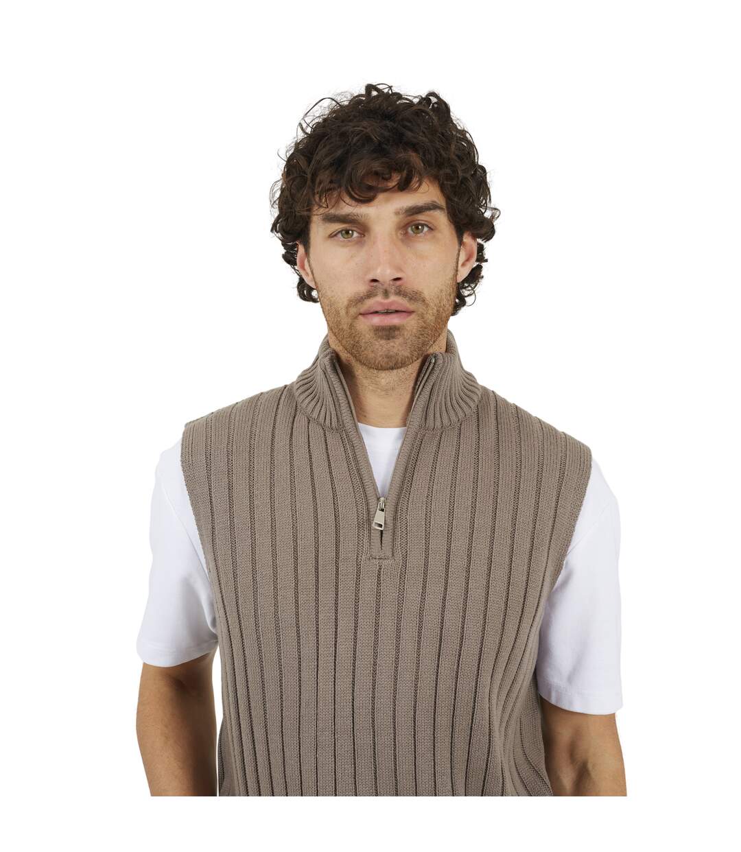 Mens Funnel Neck Sleeveless Jumper Iron Grey Brave Soul-4