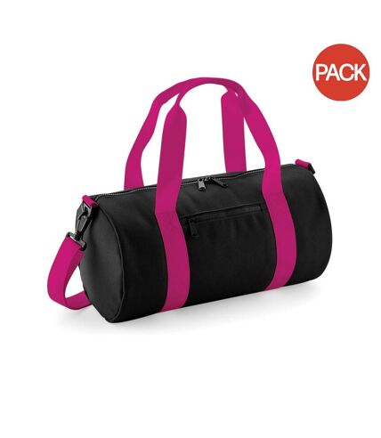 Bagbase - Petit sac polochon (Lot de 2) (Noir/Fuchsia) (One Size) - UTBC4426