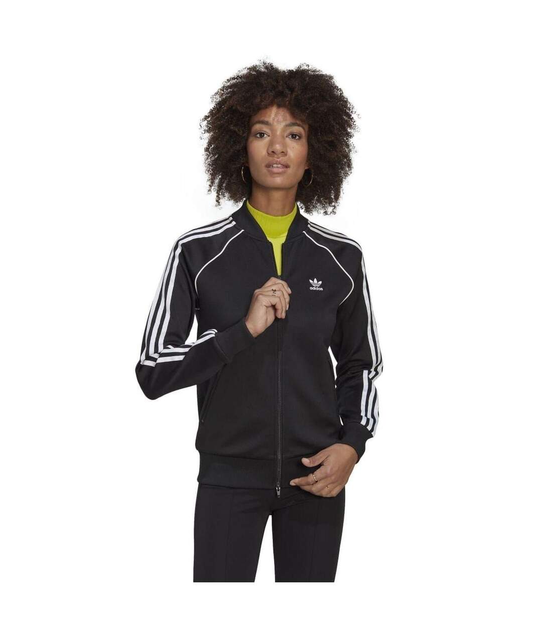 Womens/ladies Adicolor Classics Track Top Black White Adidas-1