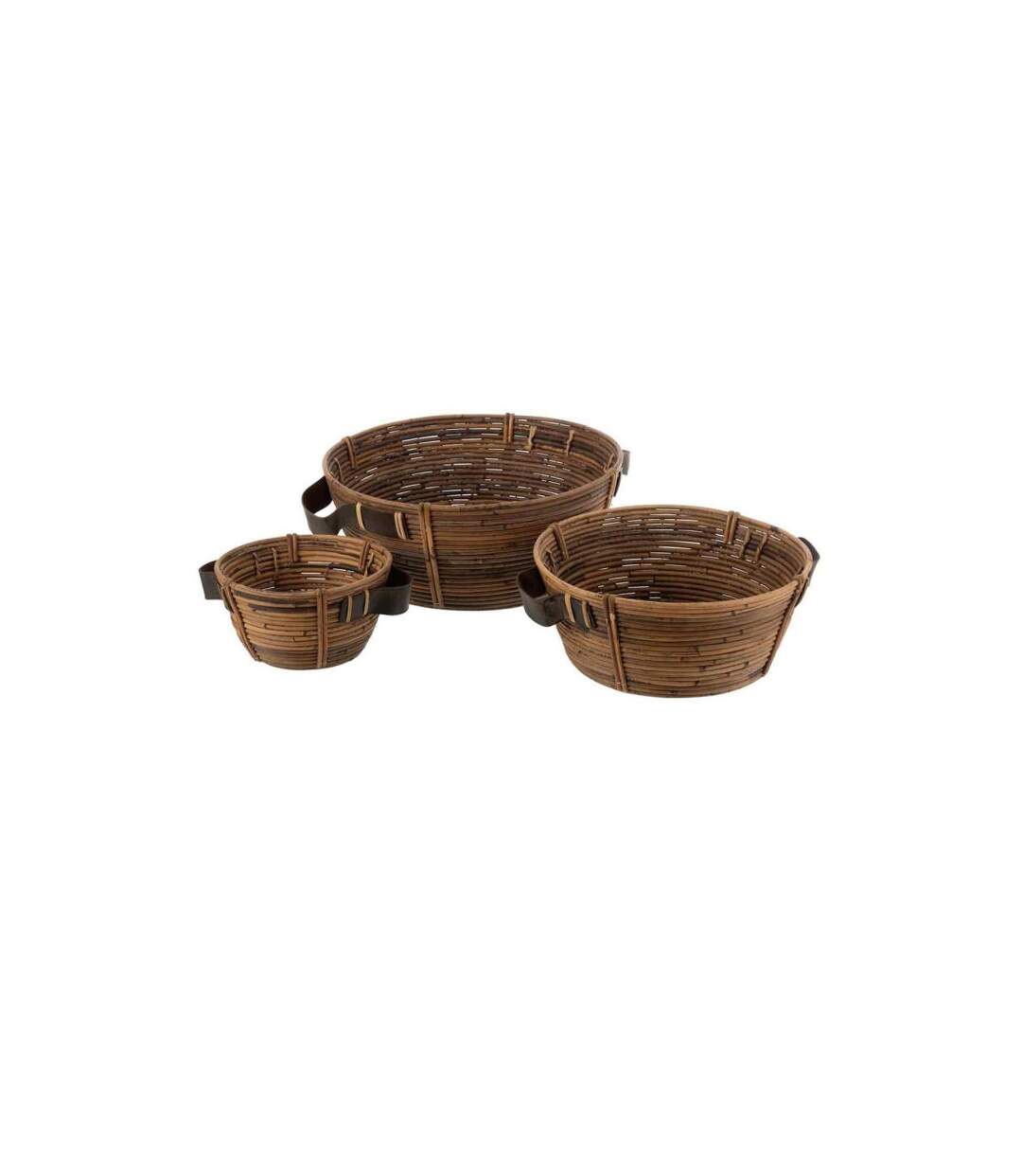 Lot de 3 Coupelles Déco Anse 44cm Marron-1