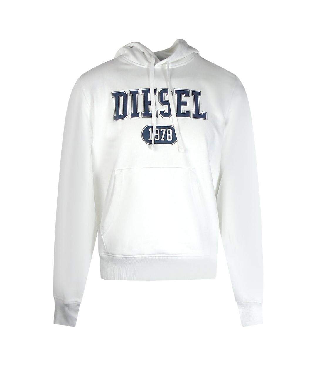 Sweat À Capuche Motif Vif Homme Blanc Diesel-1
