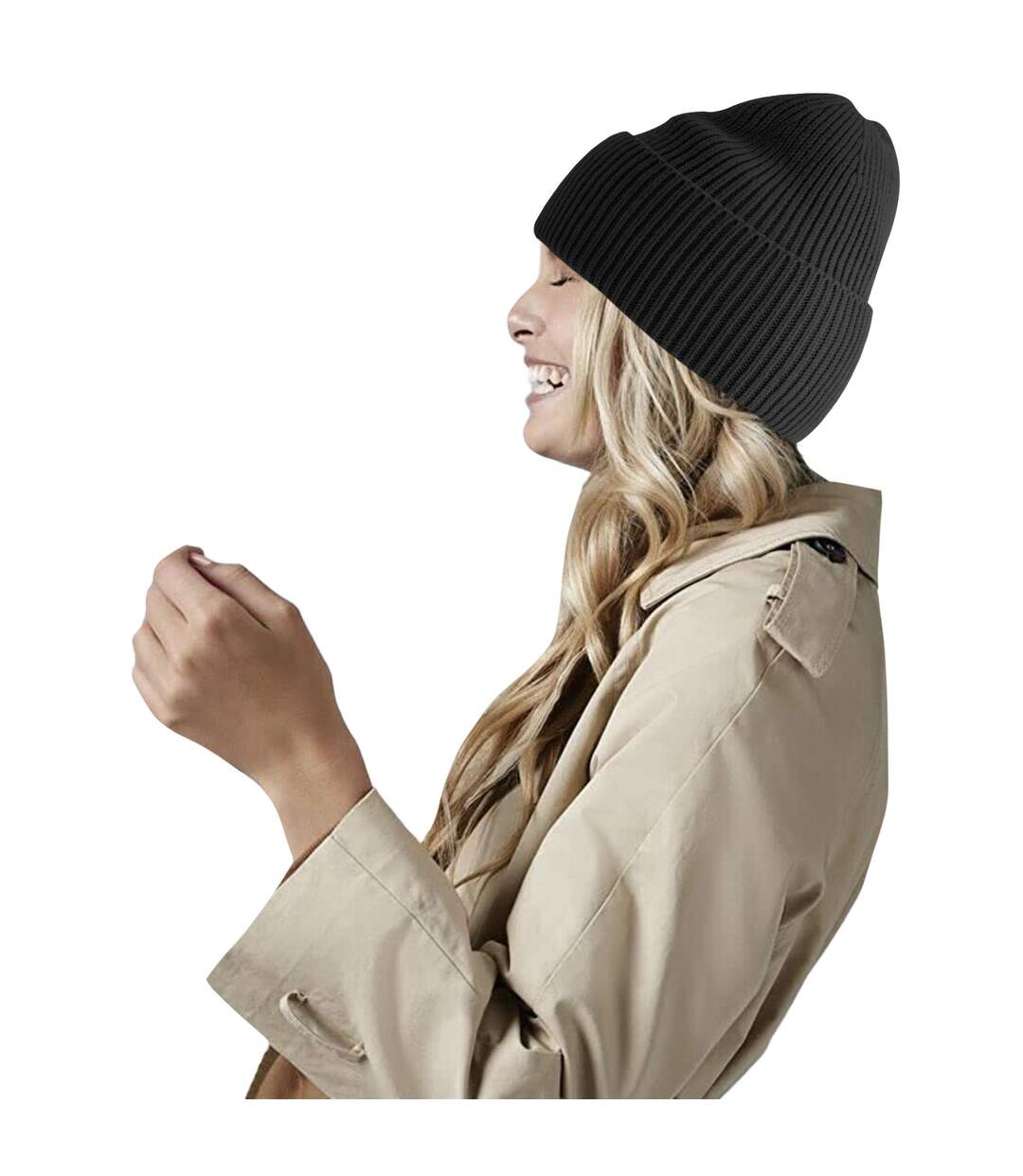 Bonnet Oversize À Manchettes Noir Beechfield-1