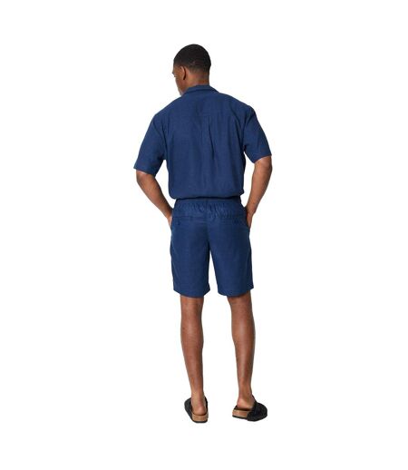 Mens linen blend shorts navy Maine