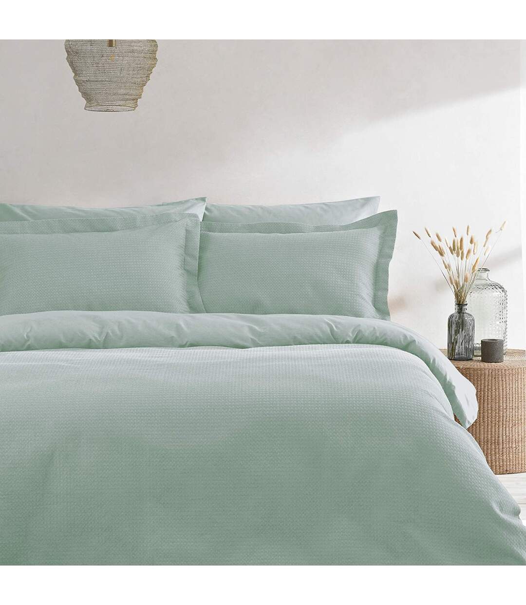 Linen yard waffle duvet cover set aqua blue The Linen Yard-3