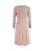 Womens/ladies V Neck Long-sleeved Wrap Dress Pale Mauve Deluxe-3