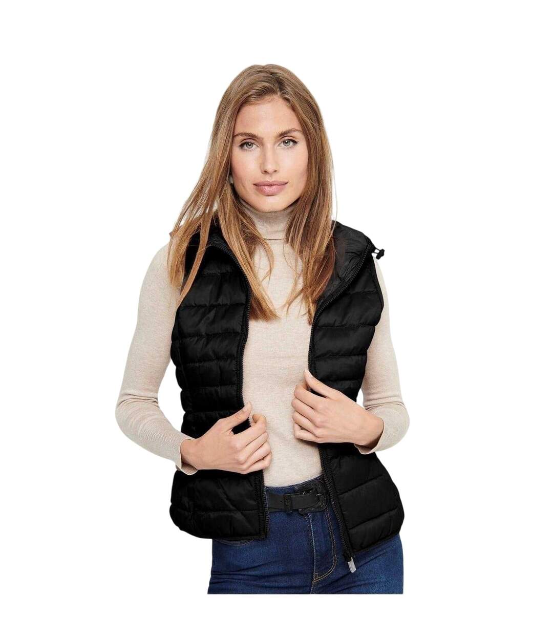Womens/ladies Tahoe Quilted Hooded Gilet Black Only-2