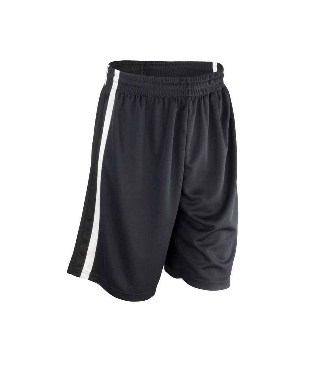 Mens Quick Dry Basketball Shorts Black White Spiro-1