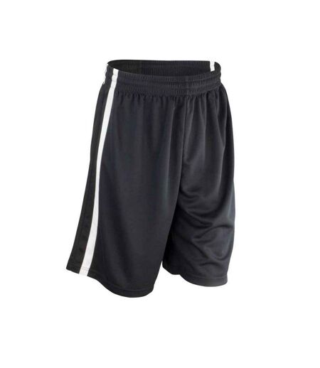 Mens Quick Dry Basketball Shorts Black White Spiro