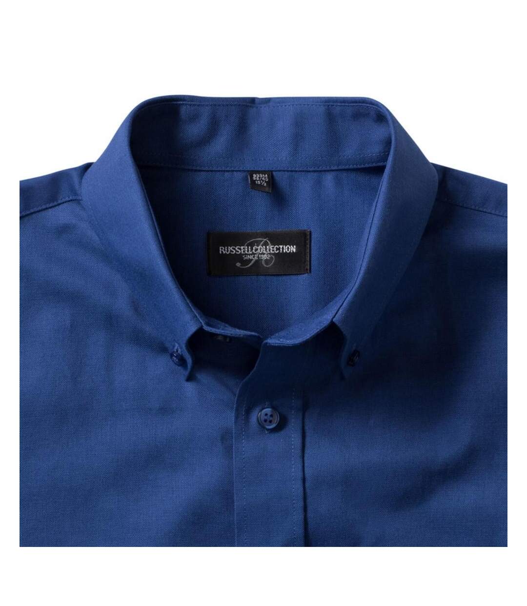 Collection Mens Short Sleeve Easy Care Oxford Shirt Bright Royal Russell-4
