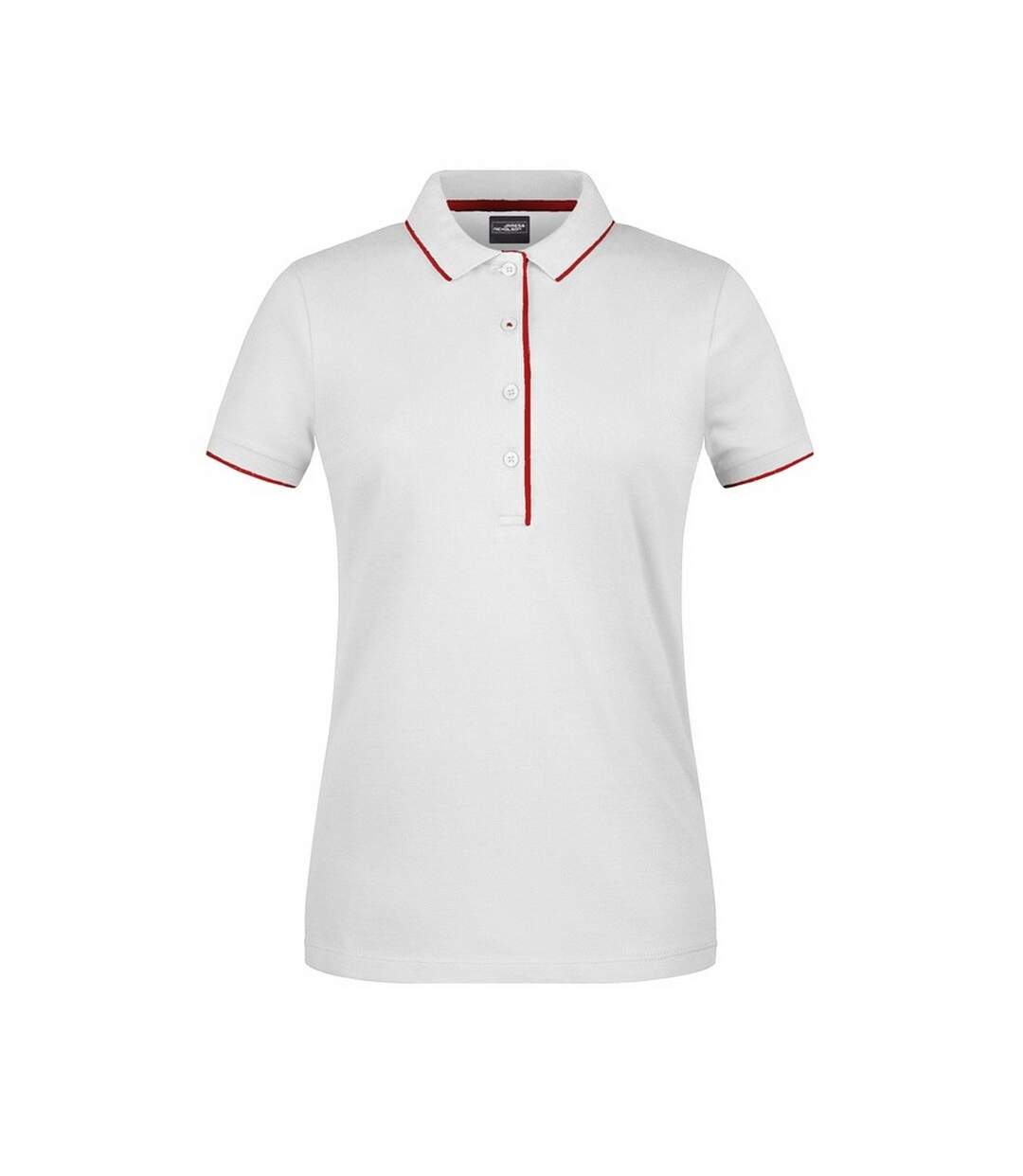 Polo Motif/style À Rayures Femme Blanc Rouge James And Nicholson-1