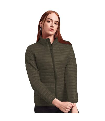 2786 Womens/Ladies Tribe Hooded Fineline Padded Jacket (Olive) - UTRW3847