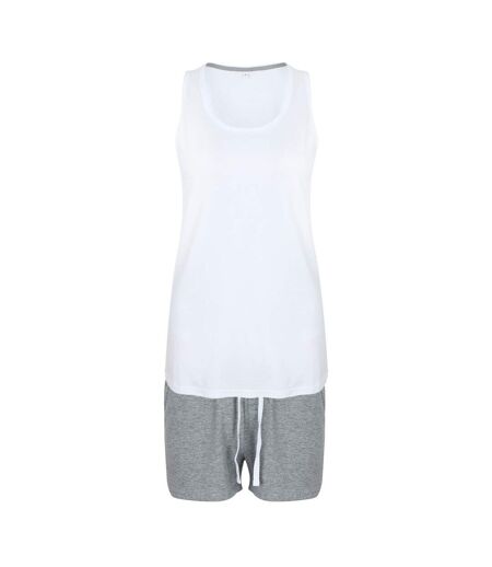 Ensemble Pyjama Court Femme Blanc Gris Towel City