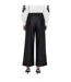 Womens/ladies Faux Leather Wide Leg Palazzo Trousers Black Only-3