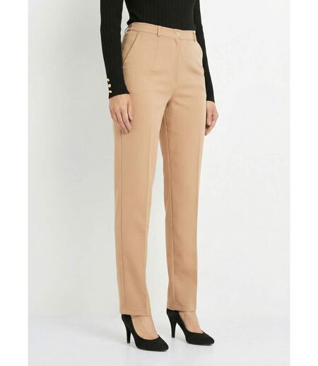 Pantalon droit uni taille semi élastiquée