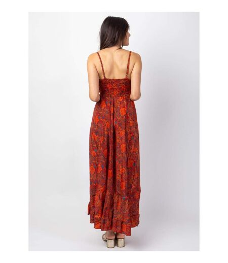 Robe longue bretelles AURELY motif floral Coton Du Monde