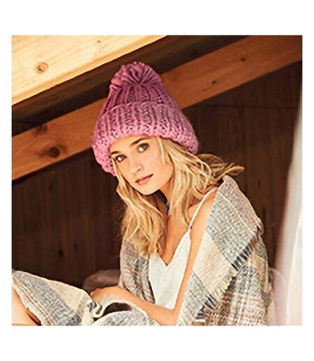 Beechfield Womens/Ladies Oversized Hand Knitted Beanie (Dusky Pink)