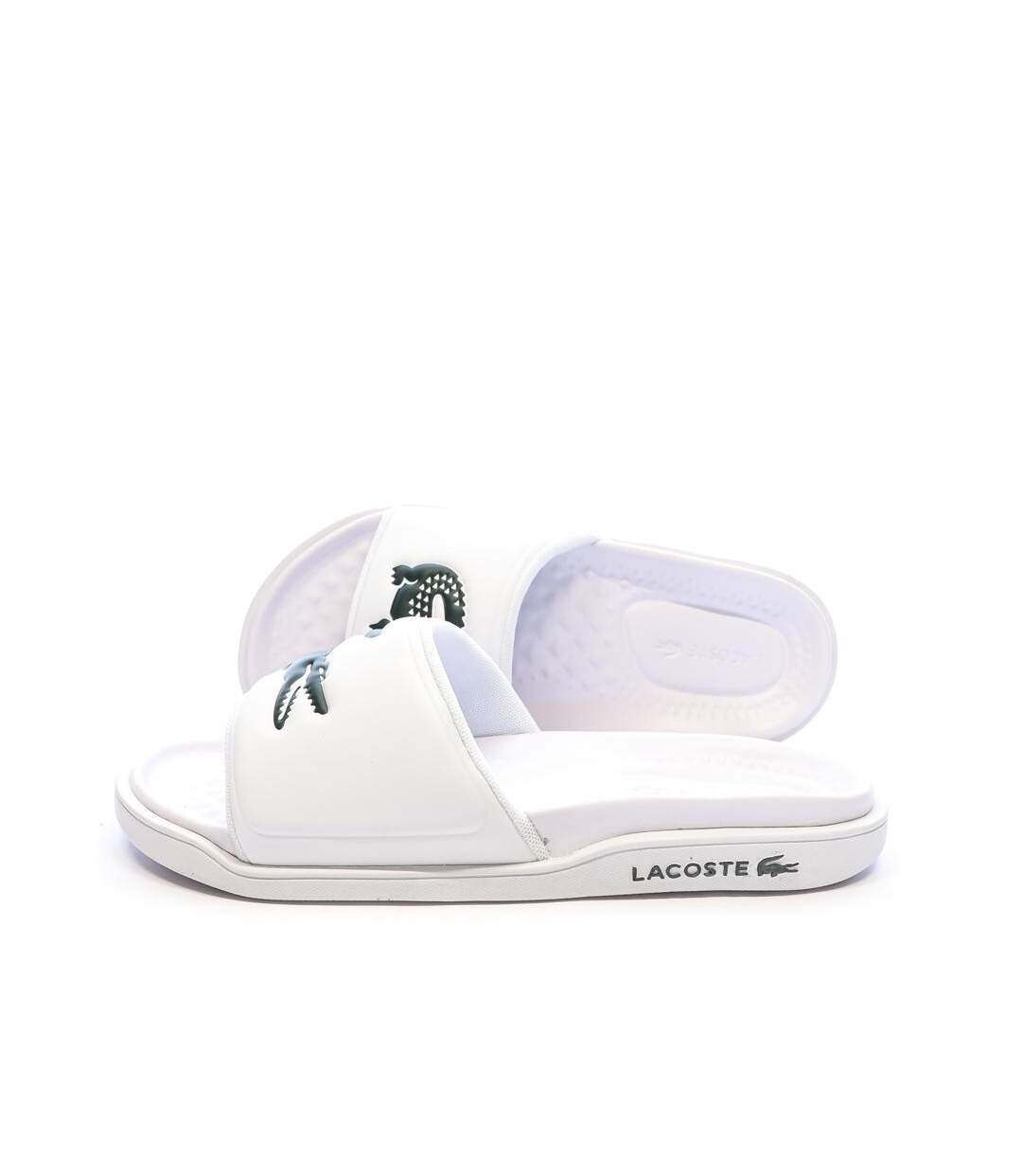 Claquettes blanches lacoste serve slide dual-1