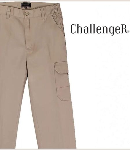 CHALLENGER VALLON1 — Pantalon cargo beige : aisance et robustesse en coton twill