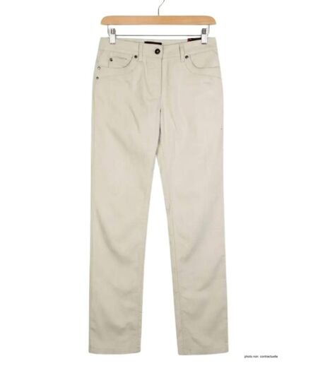 MAYFLOWER VICTORIA1 - Pantalon Femme Beige Stretch : élégance naturelle et confort absolu