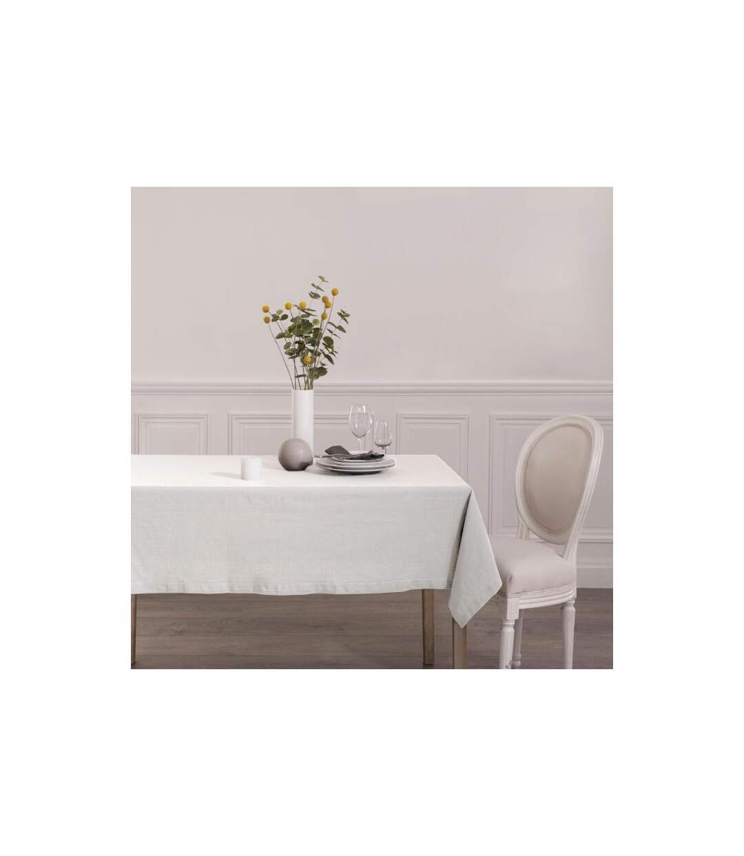 Nappe Rectangulaire Chambray 140x240cm Blanc-3