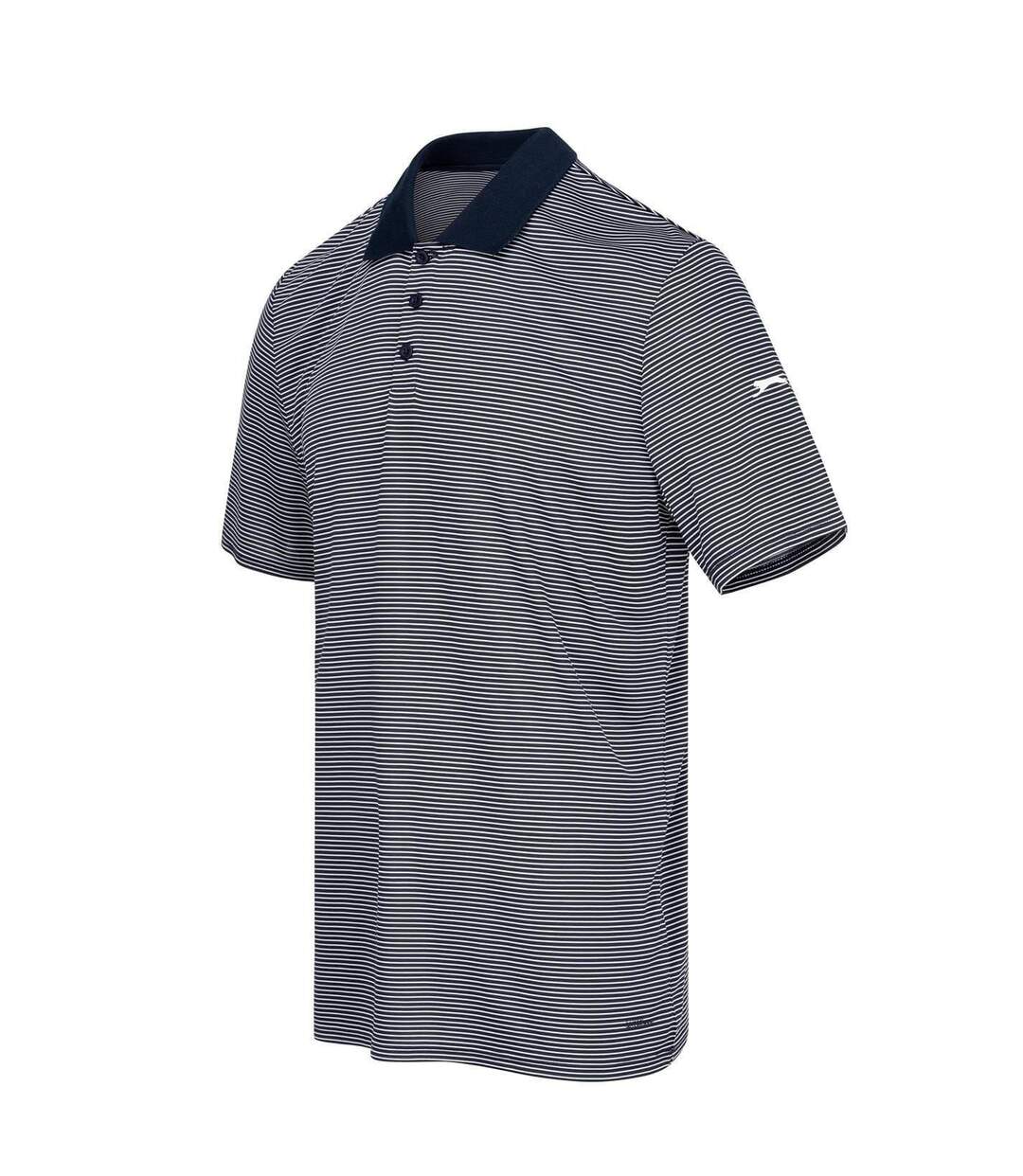 Polo Golf Motif/style Micro-rayures Homme Bleu Marine Slazenger-3