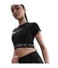 Womens/ladies Dri-fit Cropped Sports Top Black White Nike-4
