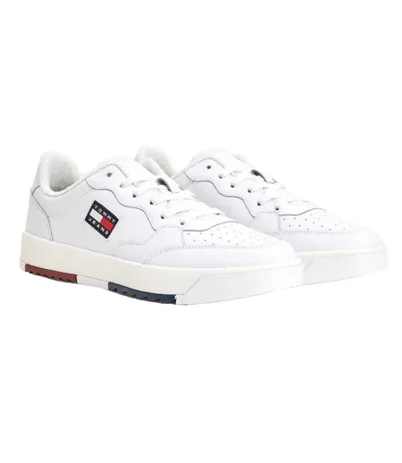 Mens Leather Basketball Trainers White Tommy Jeans