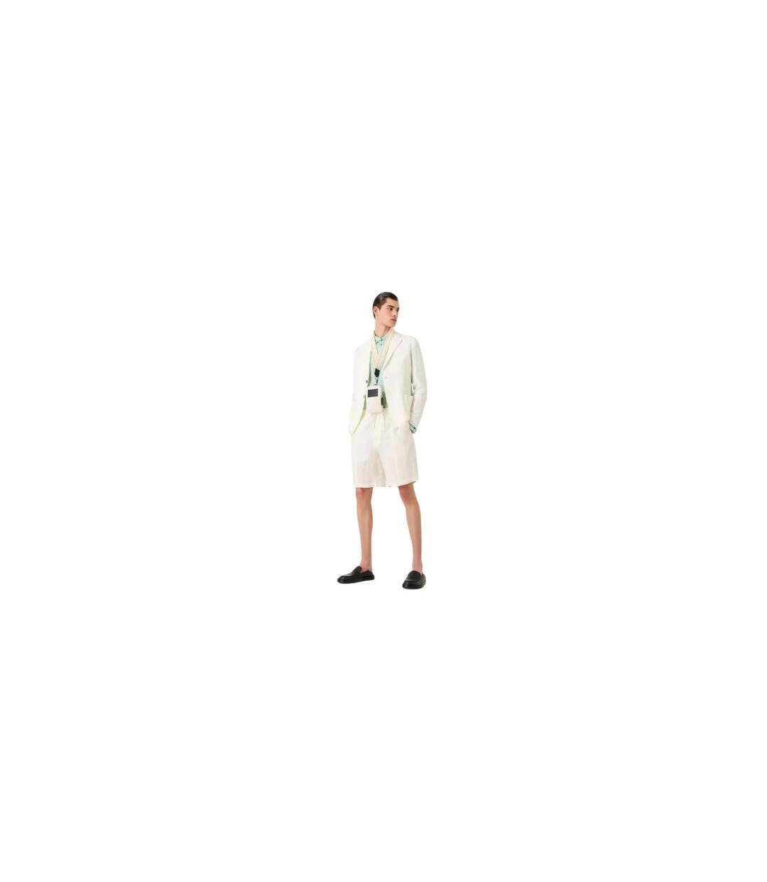 Mens Linen Plain Shorts White Emporio Armani EA7-1