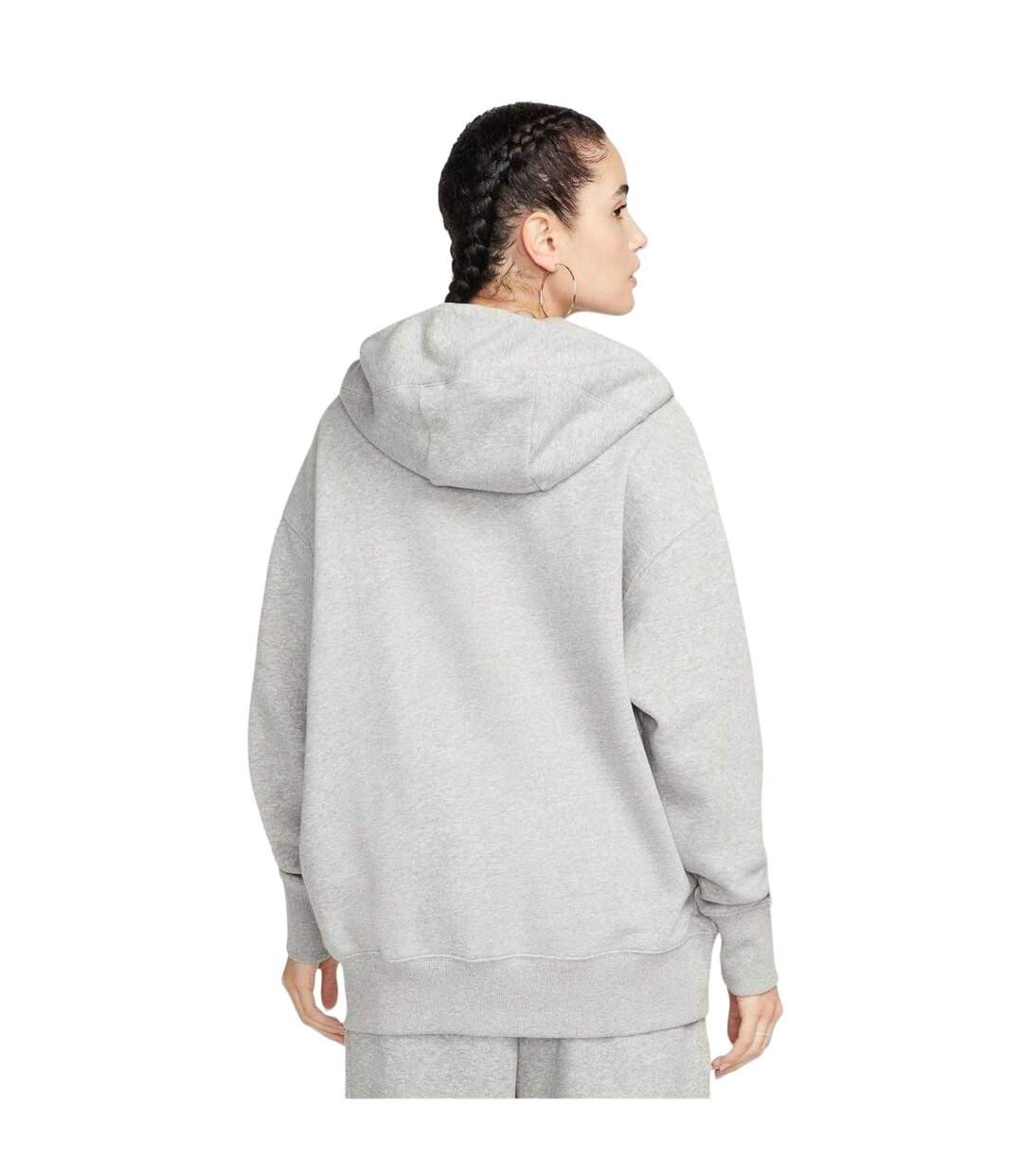 Womens/ladies Phoenix Fleece Oversized Sport Full Zip Hoodie Grey Marl Marl Nike-2