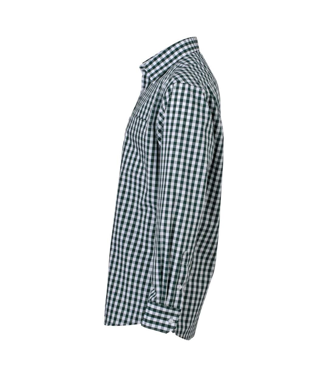 Chemise Motif/style À Carreaux Homme Vert Forêt Blanc James And Nicholson-4